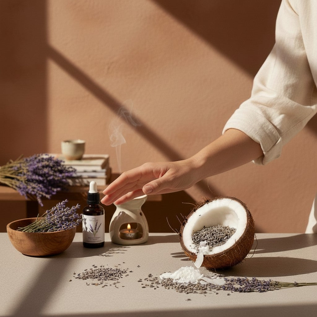 PRESENTE Taller Artesanal Serenidad Blanca No. 14 candle with lavender and coconut ingredients