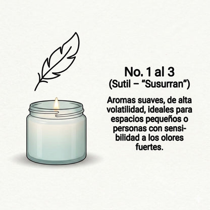 Vela aromática PRESENTE Taller Artesanal Alba No. 2 en frasco de vidrio con ilustración de pluma, aroma a sándalo
