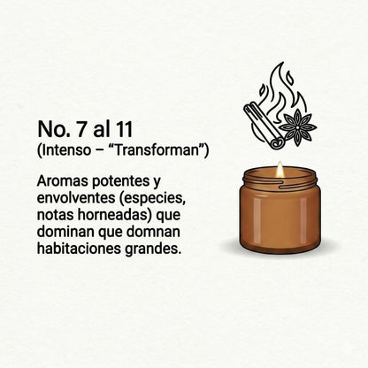Vela aromática PRESENTE Taller Artesanal de manzana y canela en frasco de vidrio ámbar con intensidad alta