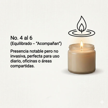 Vela aromática de cera de soya PRESENTE Taller Artesanal Ritual No. 5 con notas de palo santo y sándalo